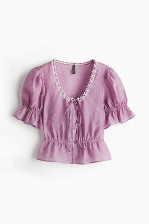 H&M Peplumbluse mit Kurzarm - Helllila