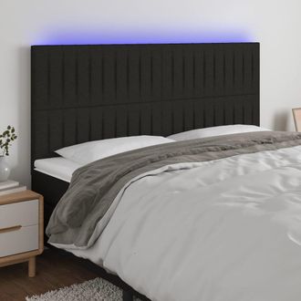vidaXL Cabecero Con Luces Led Tela Negro 200x5x118/128 Cm Vidaxl