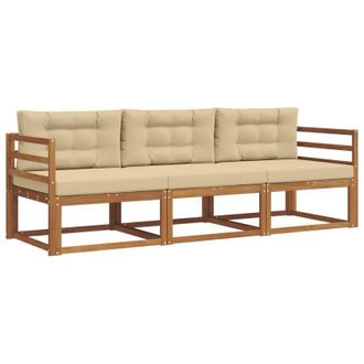 vidaXL Conjunto De Sof&aacute;s De Exterior Con Coj&iacute;n 3 Pcs Natural Y Beige Vidaxl
