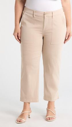 Liverpool L.A. Crop Straight Leg Utility Pants in Safari Sand at Nordstrom, Size 14W