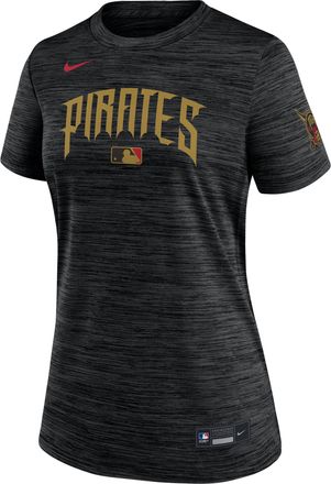 Nike Pittsburgh Pirates Authentic Collection City Connect Velocity Nike Womens Dri-FIT MLB T-Shirt in Black | 03EY00APTB-YCQ