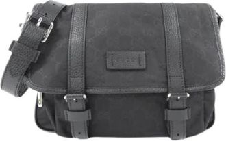 Gucci Pre-owned Cross Body Bags, male, Black, Size: ONE SIZE Pre-owned Guccissima Nylon Shoulder Bag