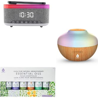 Pursonic Ultimate Relax & Recharge Set - Alarm Clock Wireless Charger Radio + Aromatherapy Diffuser & 6 Oils in White at Nordstrom