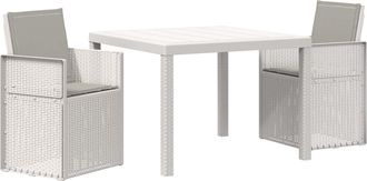 vidaXL Conjunto De Comedor De Jard&iacute;n 3 Uds. Blanco Y Gris Claro Pp Vidaxl
