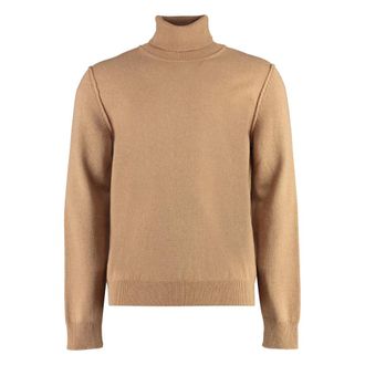 Maison Margiela Cashmere Knitwear, male, Brown, L, Cashmere Turtleneck Jumper