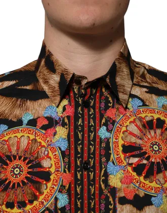 Dolce & Gabbana Tiger Carretto Print Cotton Shirt - Multicolor