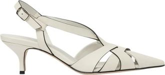 Scarosso Off White Calf Slingbacks - Dames - Sandalen met hakken - Beige - 37 EU - Leer - Schoenen