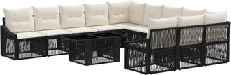 vidaXL Conjunto De Sof&aacute;s De Jard&iacute;n 12 Uds. Negro Y Blanco Crema Vidaxl