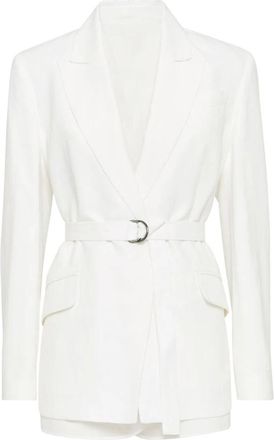 Brunello Cucinelli Witte Jas - Dames - Blazers - Wit - L - Katoen - Jassen