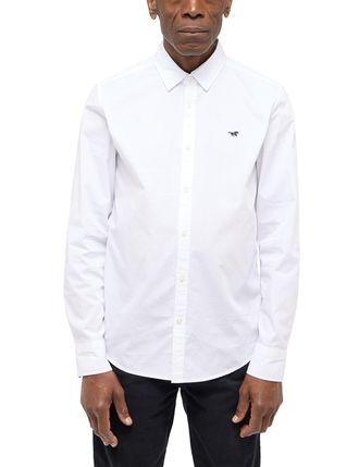 Mustang Langarmhemd MUSTANG, Herren, Gr. XXL, N-Gr, weiss (general wei&szlig;), Web, Obermaterial: 100% Baumwolle, unifarben, Hemden Langarmhemd