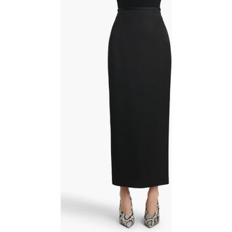Khaite Winton Double Face Satin Pencil Skirt in Black at Nordstrom, Size 10