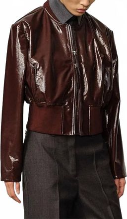 Birgitte Herskind Herry Leather Bomber Jacket In Mahgonay