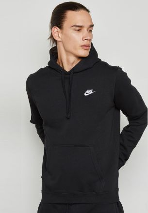 Nike Club pullover hoodie geborduurd logo in zwart