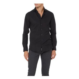 Michael Kors Casual Shirts, male, Black, Size: 3XL Poplin Stretch Slim Shirt