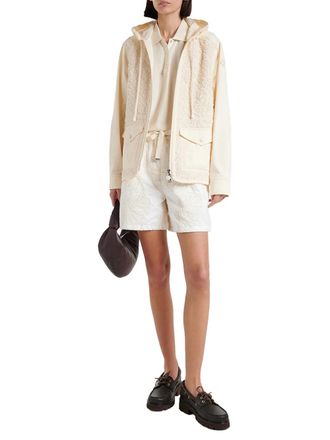 Moncler Embroidered Cotton Bermuda Shorts - White