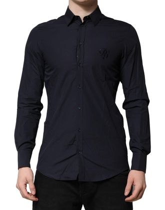 Dolce & Gabbana Mens Dark Blue Martini Cotton Dress Formal Shirt