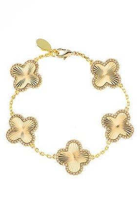 Rivka Friedman Pav&eacute; CZ Clover Station Bracelet in Satin /Cz at Nordstrom Rack