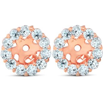 Pompeii3 3/8ct Halo Diamond Earring Jackets 14K Rose Gold (4mm)