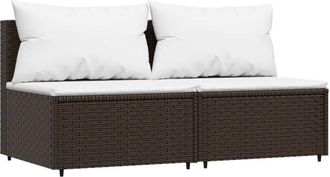 vidaXL Sof&aacute;s Centrales Jard&iacute;n Con Cojines 2 Uds Rat&aacute;n Sint&eacute;tico Marr&oacute;n Vidaxl