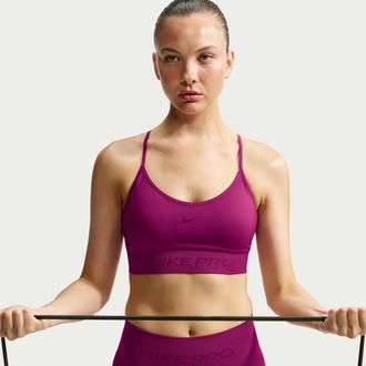 Nike Womens Nike Pro Seamless Light-Support Padded Sports Bra in Red | IB9843-630