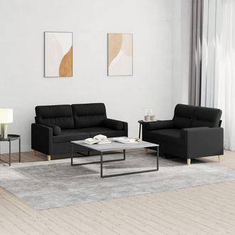 vidaXL Vidaxl - Juego De Sof&aacute;s Con Cojines 2 Piezas Tela Negro