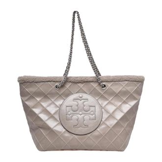 Tory Burch Borsa Tote Ella in Shearling - - Bags - Donna - Grigio - ONE SIZE