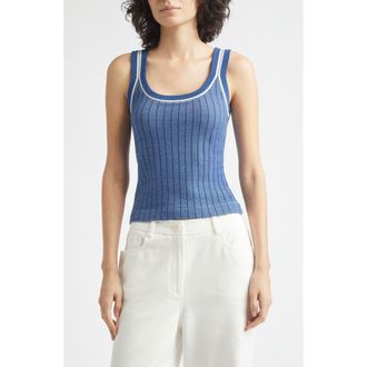 Toccin Freja Rib Scoop Neck Knit Tank in Ocean Optic Multi at Nordstrom, Size X-Small
