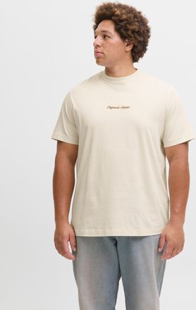 Jack & Jones Plus Size T-Shirt JORNORREBRO EMB TEE SS CREW NECK PLS, Herren, Gr. 4XL, antique wei&szlig;, Jersey, Obermaterial: 100% Baumwolle, JACK & JONES PLUSSIZE, bedruckt, re