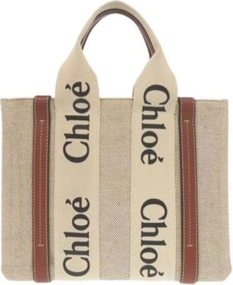 Chlo&eacute; Pre-owned Tote Bags, female, Beige, Size: ONE SIZE Pre-owned Woody Satchel