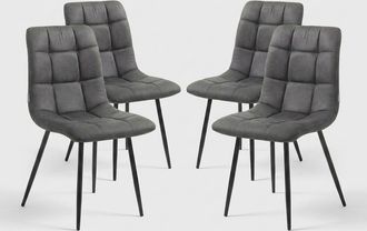 Oresteluchetta Set De 4 Sillas Tapizadas En Tela De Terciopelo Vintage Amelie Old - Gris