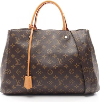 Louis Vuitton Brown Coated Canvas Leather Handbag Tote Bag (Pre-Owned)