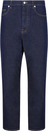 Maison Kitsun&eacute; High Waisted Cotton Jeans - Heren - Regular Fit Jeans - Blauw - W31 - Katoen - Jeans