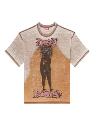 Diesel T-shirt met studs - Beige