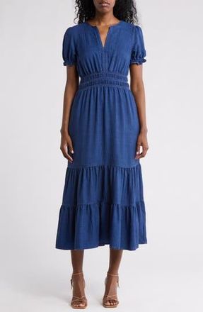 Max Studio Tiered Crepe Maxi Dress in Heather Cobalt at Nordstrom Rack, Size X-Small