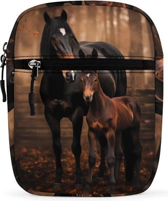 Generic Wild Animal Mare And Foal Horse Crossbody Bag Adjustable Satchel Cute Shoulder Bag Lightweight Sling Bags