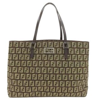 Fendi Pre-owned Tote Bags, female, Brown, Size: ONE SIZE Pre-owned Canvas Tote Bag