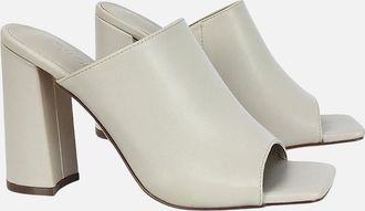 XY London Womens XY London Womens/Ladies Square Toe High Block Heel Mule Sandals - Cream - Size: 3