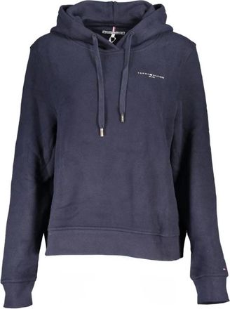 Tommy Hilfiger Hooded katoenen sweatshirt met print - Dames - Hoodies - Blauw - XS - Katoen - Hoodies & sweatvesten