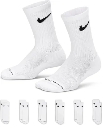 Nike Kids Dri-FIT Elevated Everyday Crew Socks (6 Pairs) in White | BN1369-001