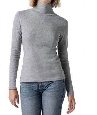 Lilla P Long Sleeve Turtleneck Tee In Heather Grey