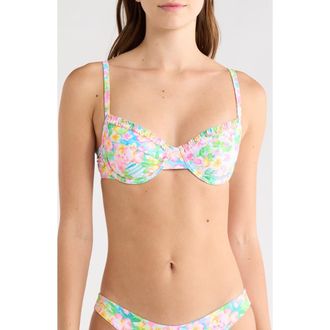 Kulani Kinis Double Ruffle Underwire Bikini Top in Summer Daydreams at Nordstrom, Size X-Small