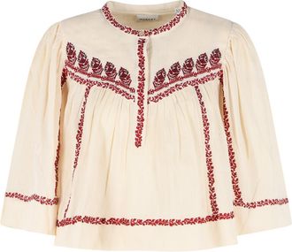 Isabel Marant Juline beige und rote Baumwollbluse