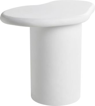 Beliani Mesa Auxiliar Moderna Tablero Asim&eacute;trico De Fibra De Vidrio Y &Oacute;xido De Magnesio Para Interior Y Exterior Blanco Crema Arsoli