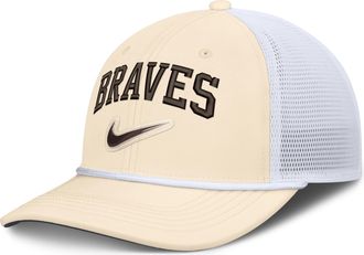 Nike Atlanta Braves Rise Nike Mens Dri-FIT MLB Trucker Adjustable Hat in White | NB640HNAAW-USE