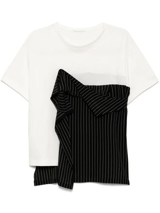 Yohji Yamamoto T-shirt met krijtstreep - Wit