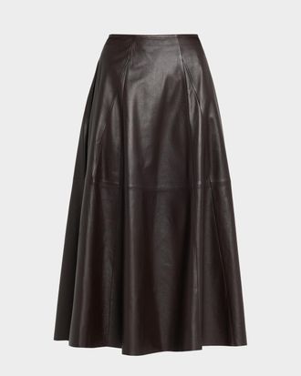 Arma Eleni Leather A-Line Midi Skirt