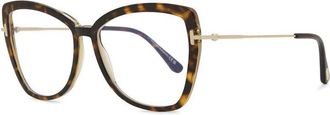 Tom Ford FT5882-B 056 Havana/Gold/Clear Blue Light Block 55mm