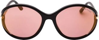 Tom Ford Womens Tom Ford Melody Shiny Dark Brown Frame Rose Brown Lens Sunglasses - Size: ONE size
