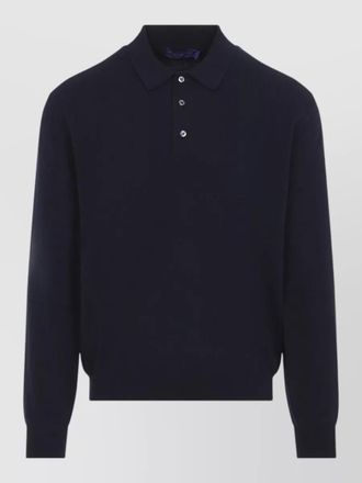 Ralph Lauren Purple Label cashmere fine-knit long-sleeve polo shirt