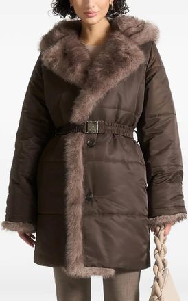 Mani&egrave;re De Voir Cappotto in pelliccia sintetica con cintura - Marrone